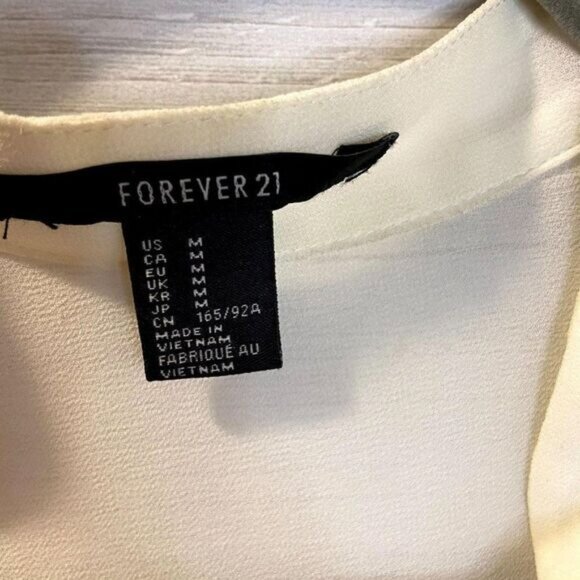 Forever‎ 21 Sheer Women Button Down Pleated Long Sleeve Blouse Roll Up Cuff - Picture 4 of 5